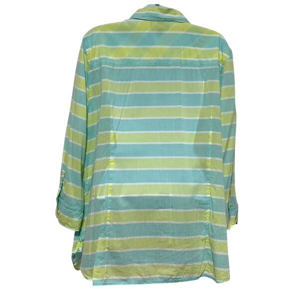 Women's Plus Size 2X Button Top Light Weight Multi-Color Striped Design-JCPenney - Picture 3 of 3